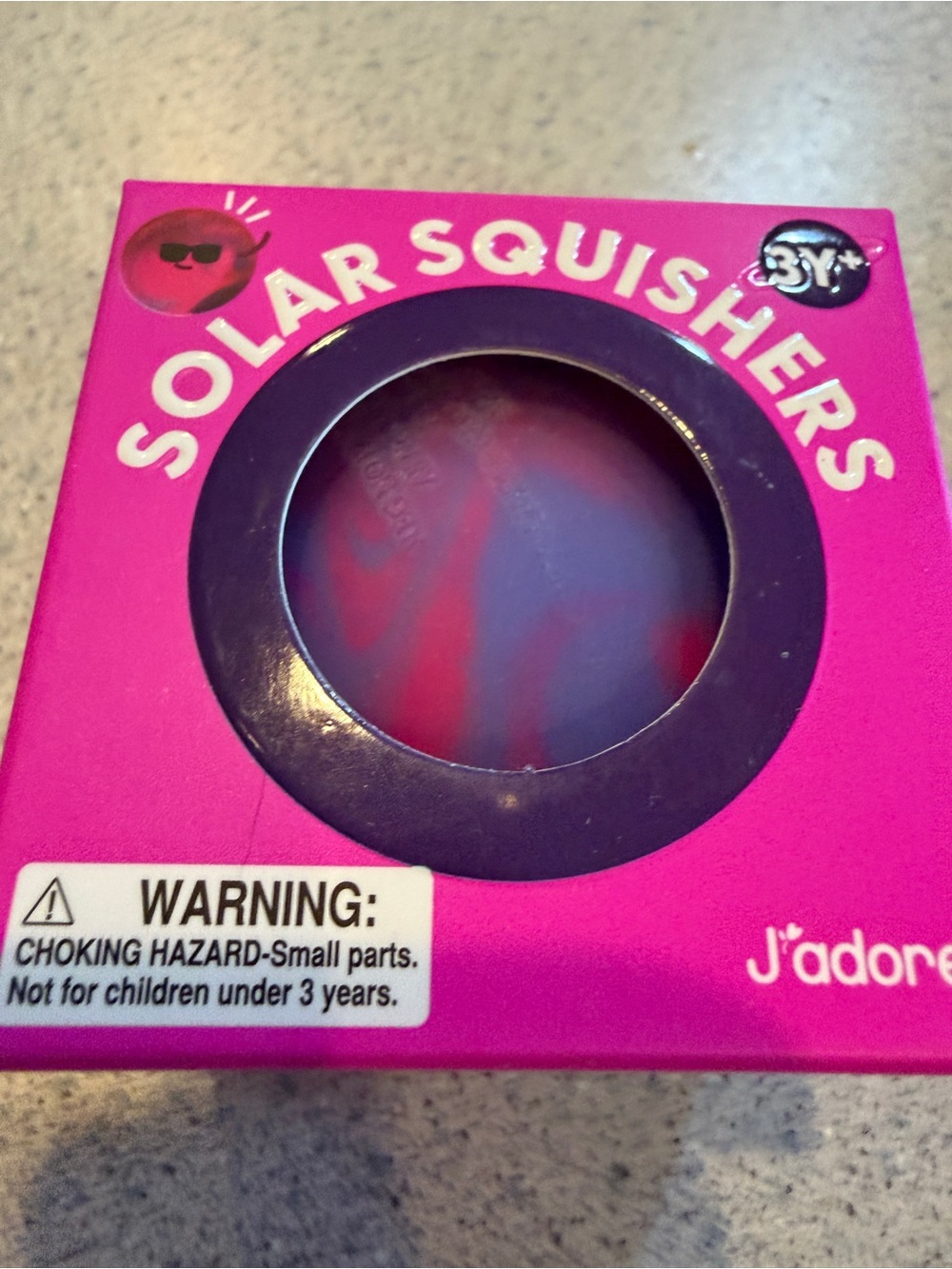 New J'adore Solar Squishy Ball Pink Purple Squishers Squeeze Fidget Toy 3+